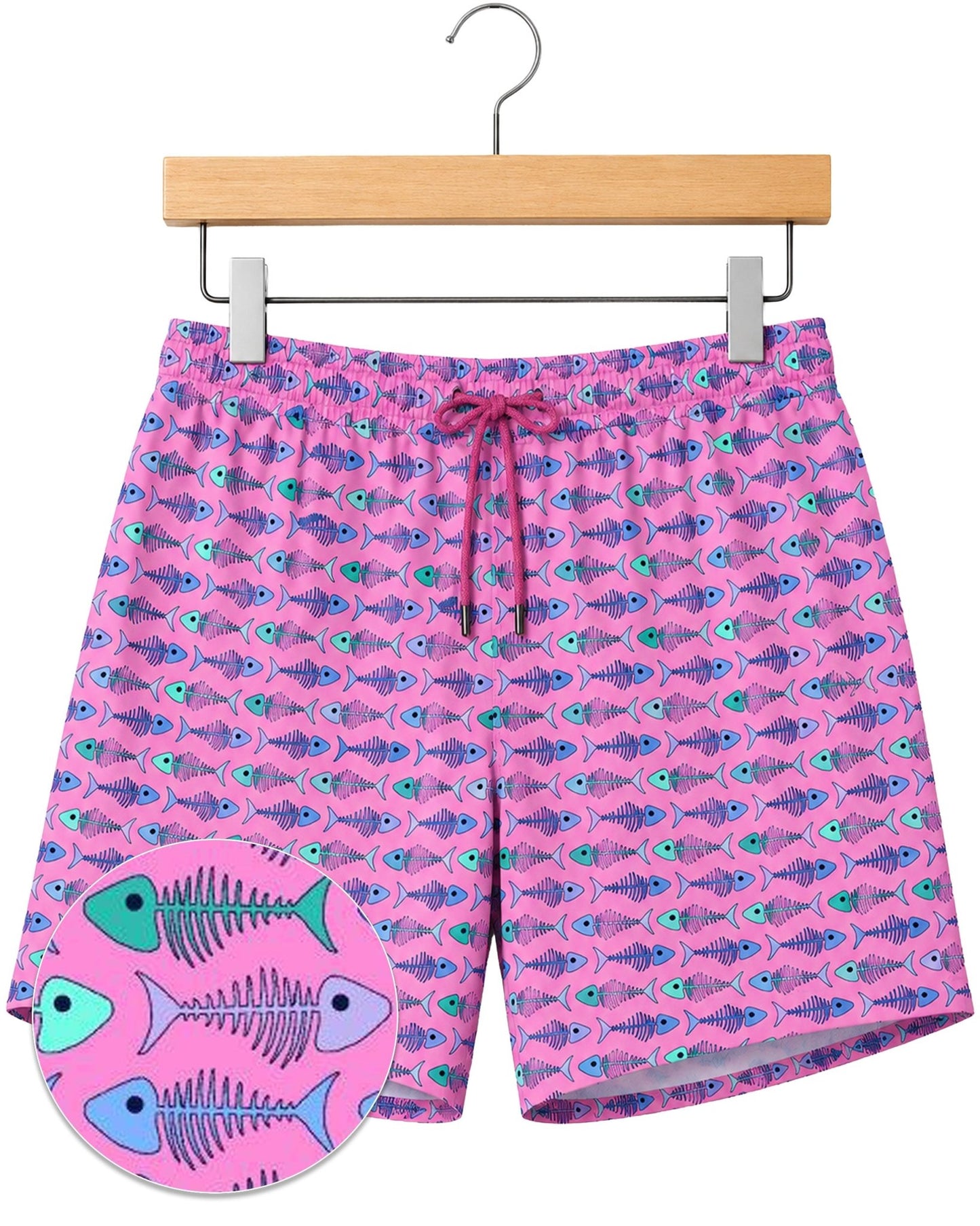 Fish Bones Swim Trunks - Pink - Buoy & Boat - Swim Trunks - Pink
