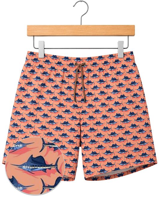 Marlin Party Swim Trunks - Coral - Buoy & Boat - Swim Trunks - Coral
