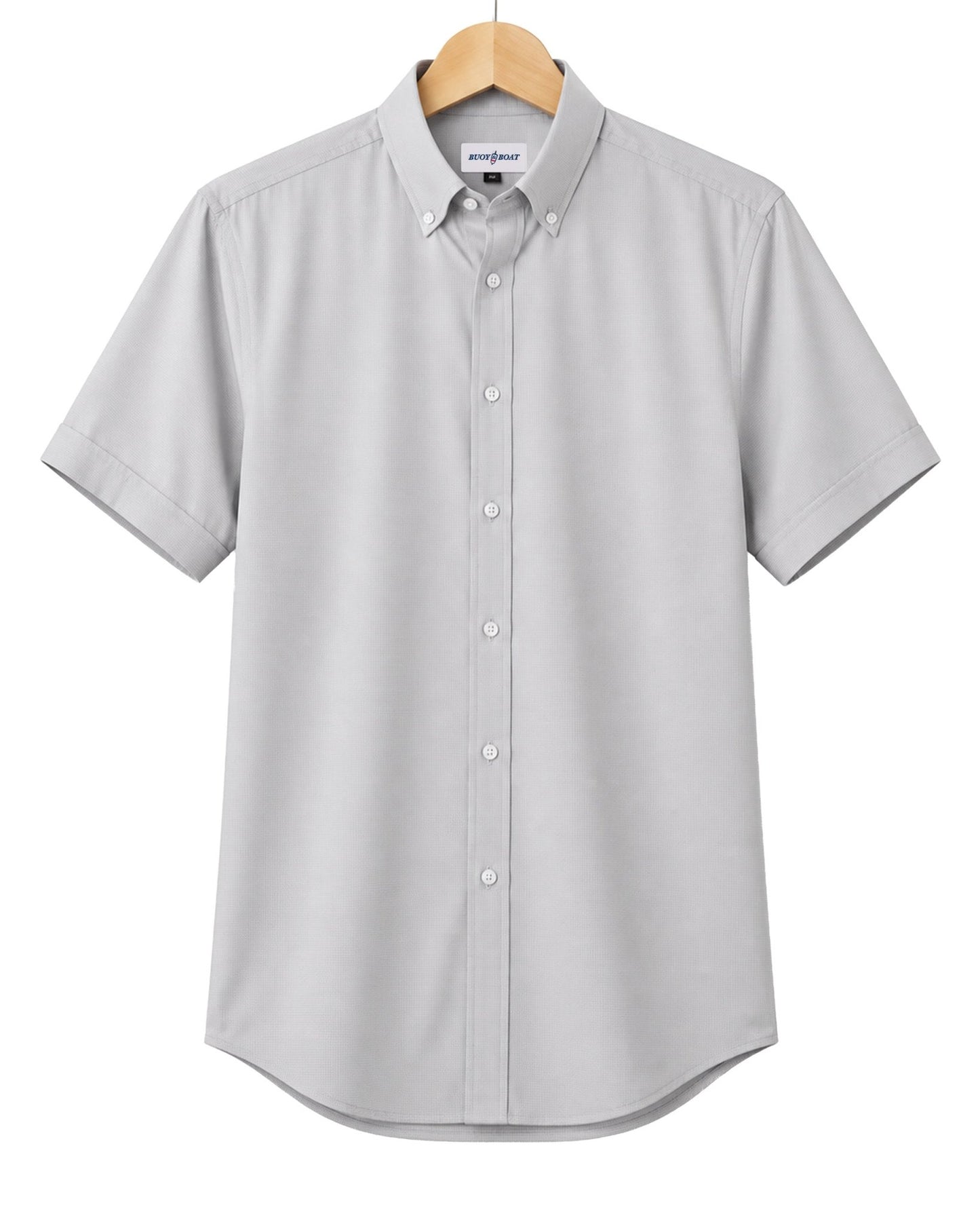 Simple Texture Woven Shirt - Silver - Buoy & Boat - Short Sleeve Performance Button Down - Silver