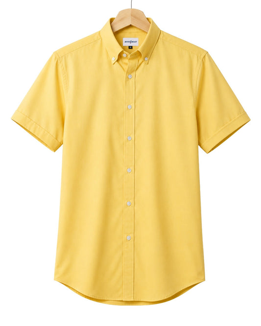 Simple Texture Woven Shirt - Sunshine - Buoy & Boat - Short Sleeve Performance Button Down - Yellow