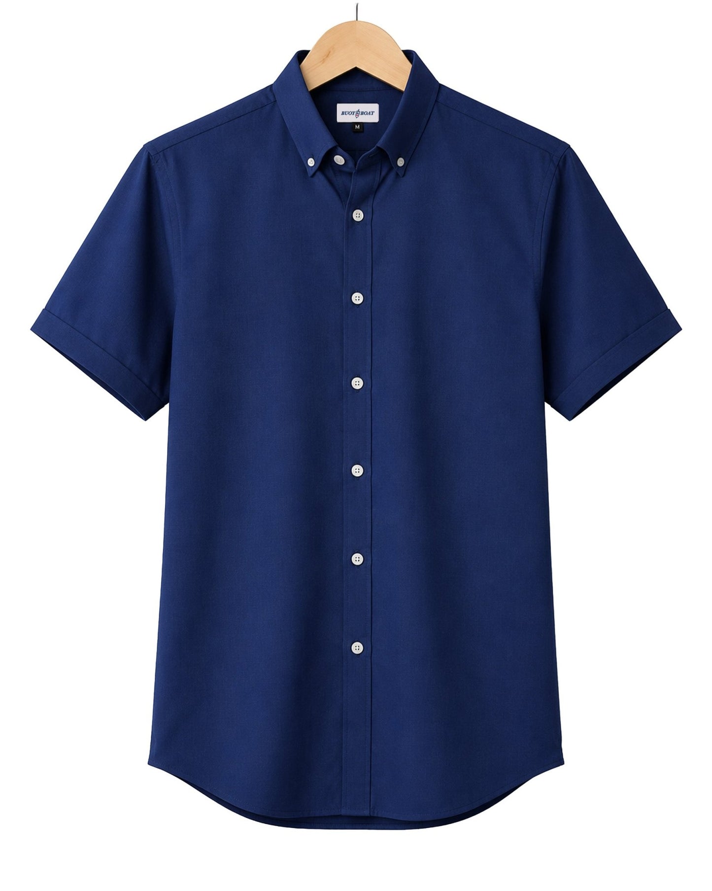 Simple Texture Woven Shirt - Navy - Buoy & Boat - Short Sleeve Performance Button Down - Navy