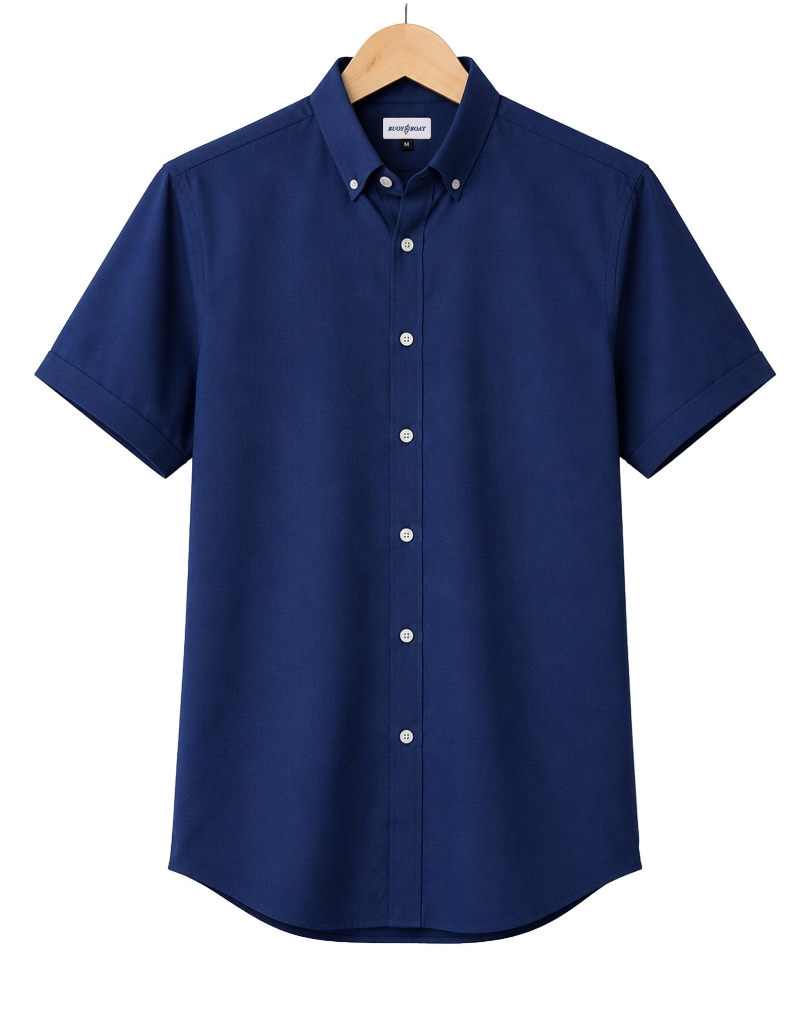Simple Texture Woven Shirt - Navy - Buoy & Boat - Short Sleeve Performance Button Down - Navy