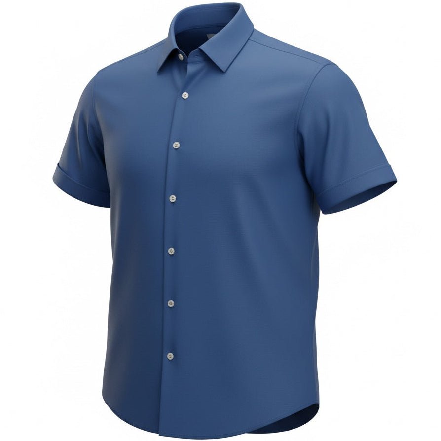 Simple Texture Woven Shirt - Navy - Buoy & Boat - Short Sleeve Woven - 