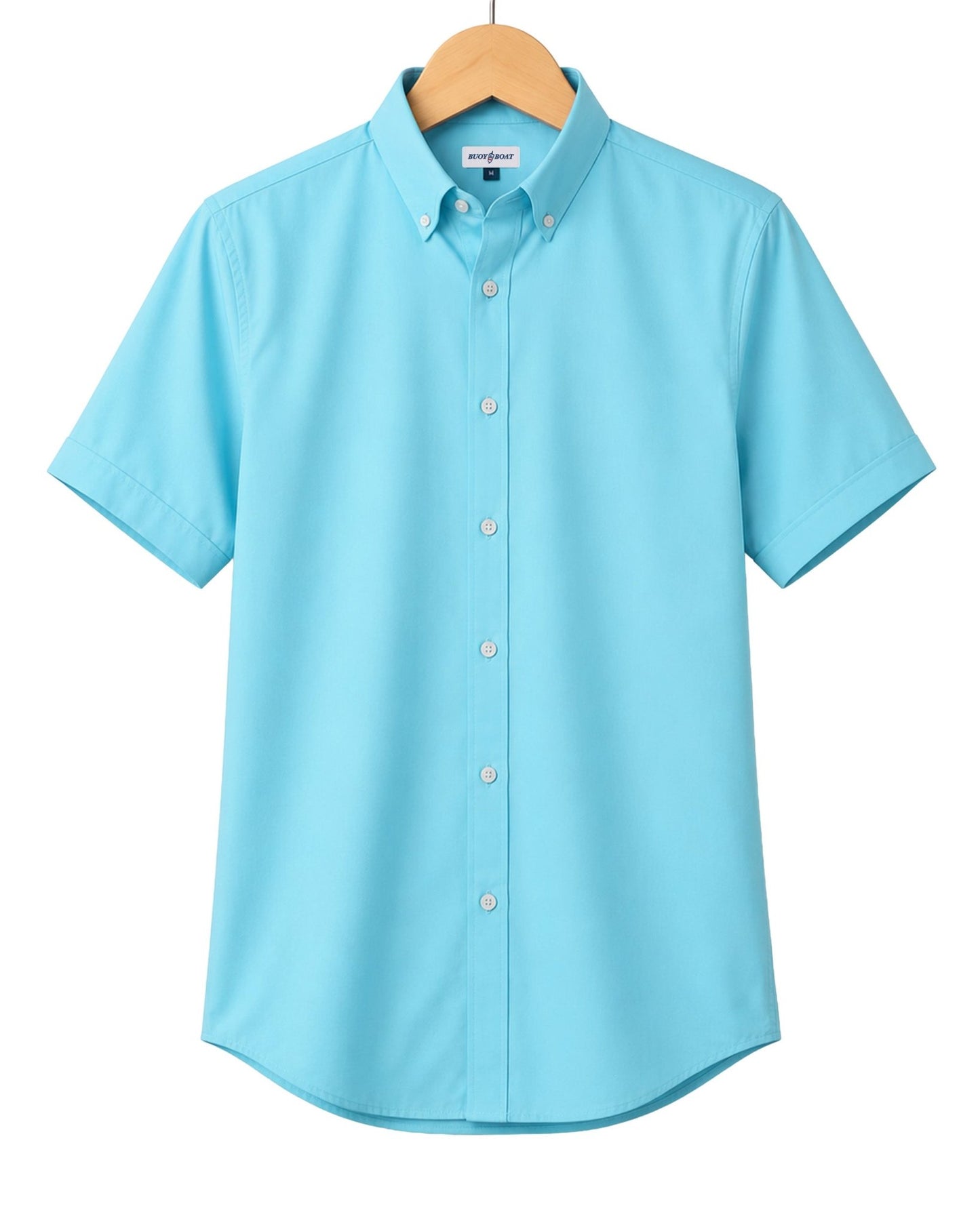 Simple Texture Woven Shirt - Aqua - Buoy & Boat - Short Sleeve Performance Button Down - Aqua