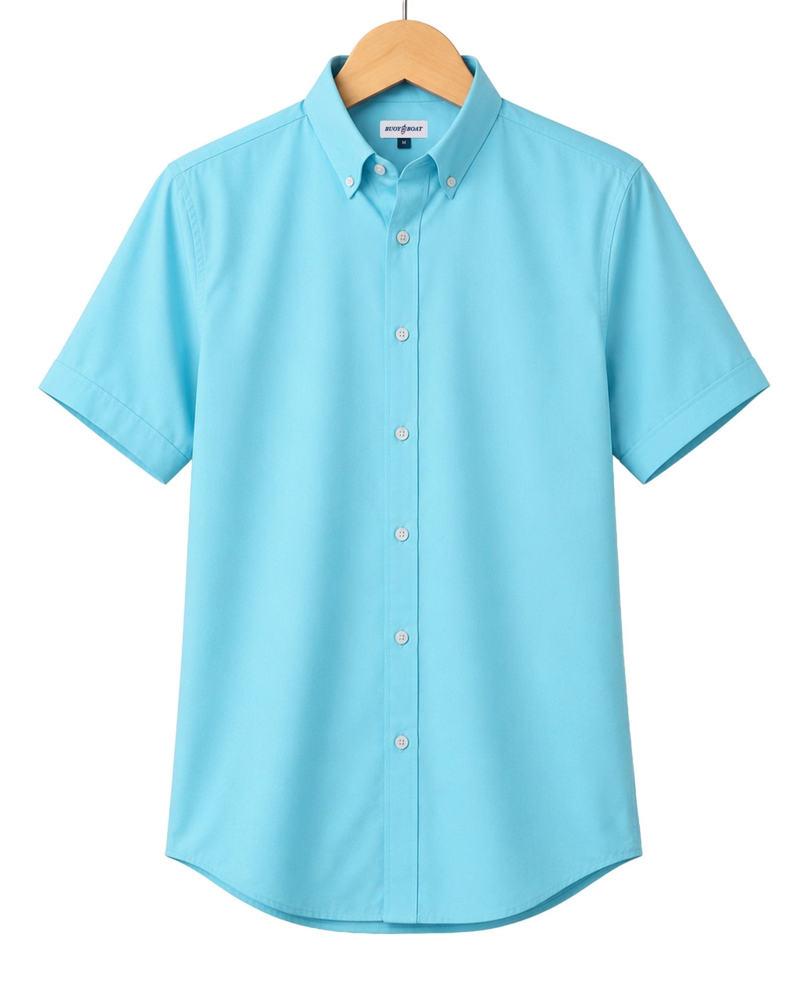 Simple Texture Woven Shirt - Aqua - Buoy & Boat - Short Sleeve Performance Button Down - Aqua