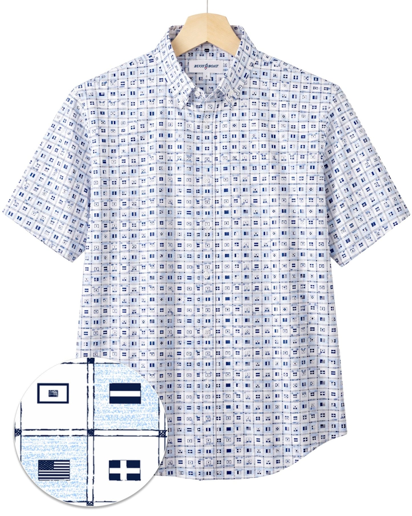 Flag Woven Shirt - White - Buoy & Boat - Boji - White
