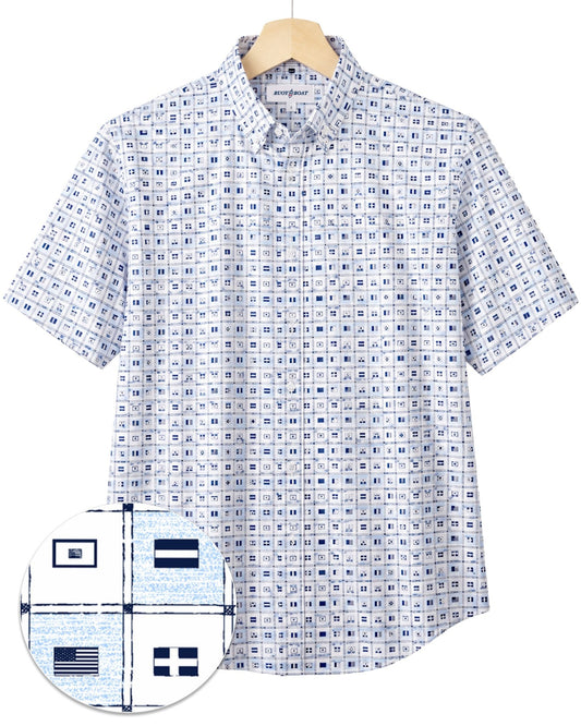 Flag Woven Shirt - White - Buoy & Boat - Boji - White