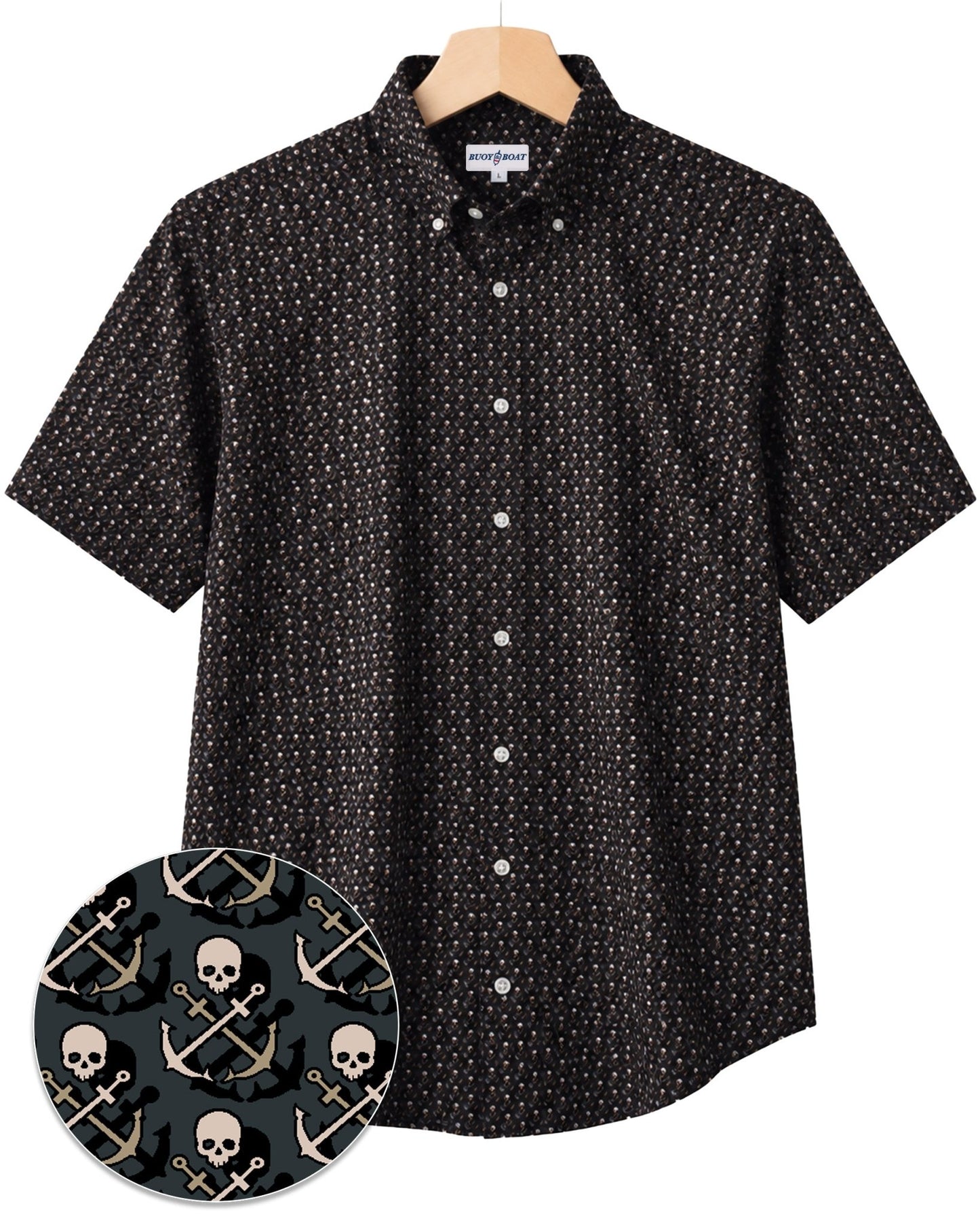 Skull Anchor Shadow Woven Shirt - Black - Buoy & Boat - Boji - Black