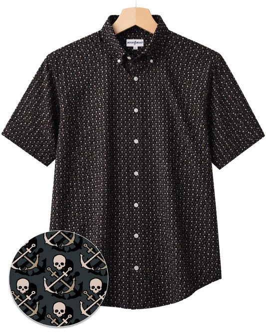 Skull Anchor Shadow Woven Shirt - Black - Buoy & Boat - Boji - Black
