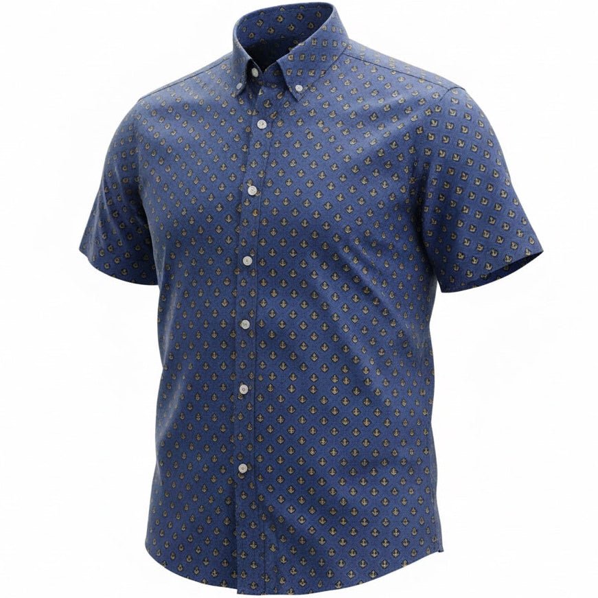 Anchor Diamond Woven Shirt - Navy - Buoy & Boat - Short Sleeve Woven - 