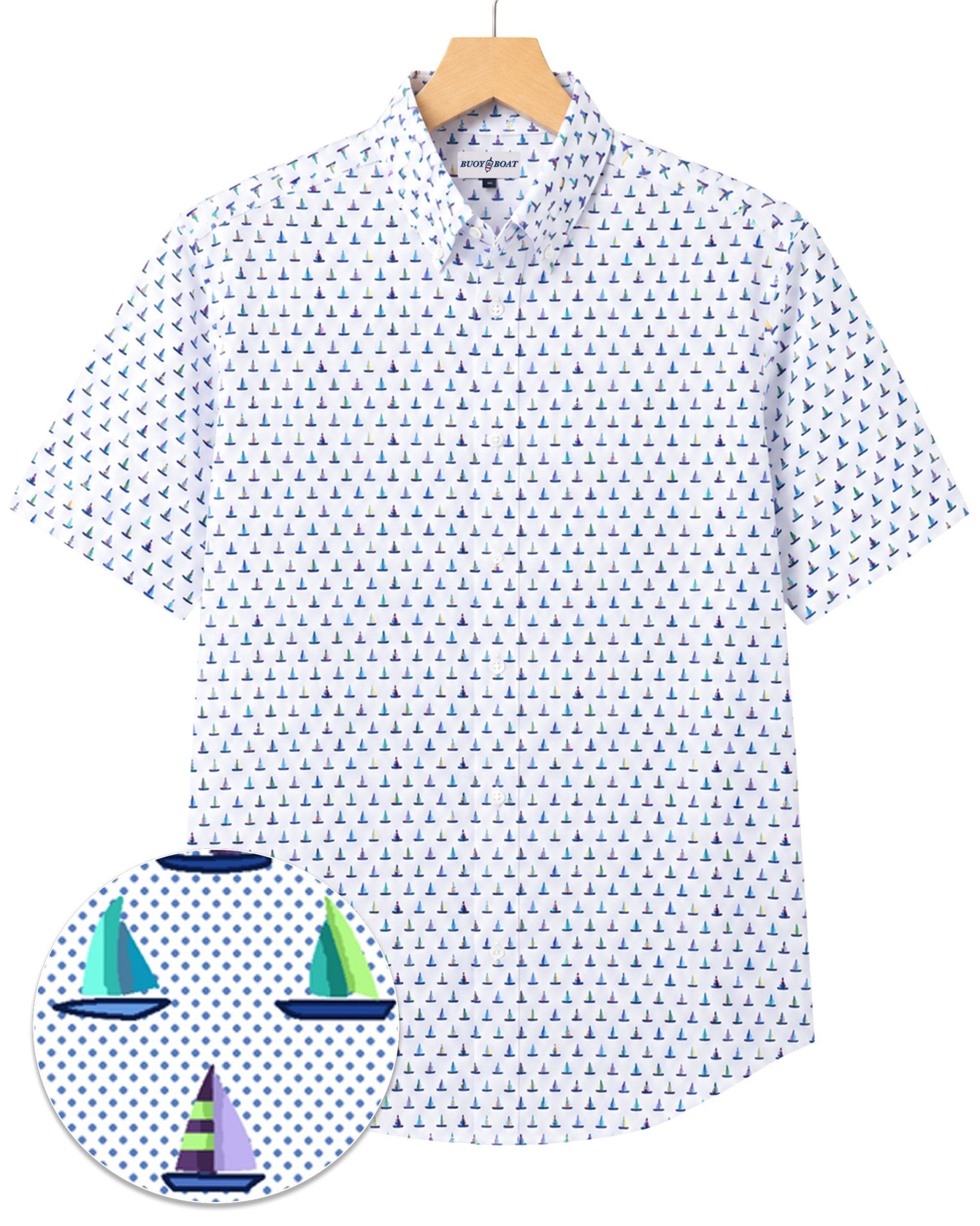 Boats and Dots Woven Shirt - White - Buoy & Boat - Boji - White