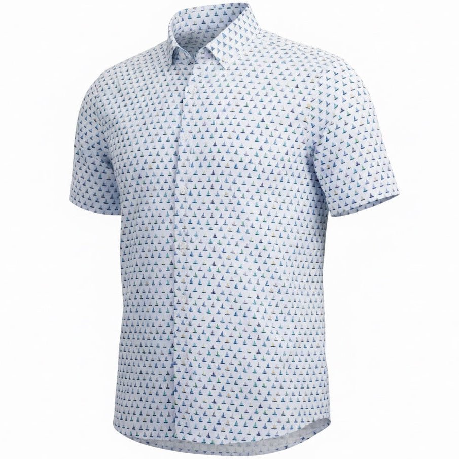 Boats and Dots Woven Shirt - White - Buoy & Boat - Short Sleeve Woven - 