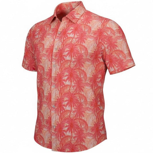 Red floral patterned shirt on a white background