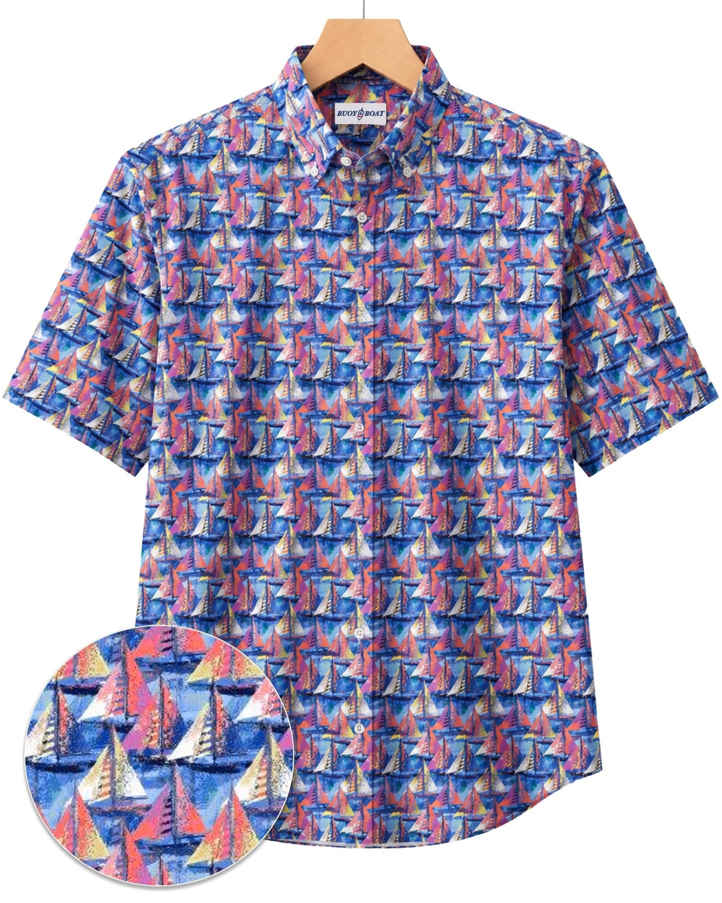 Let's Go Sailing Woven Shirt - Blue - Buoy & Boat - Short Sleeve Woven - Blue