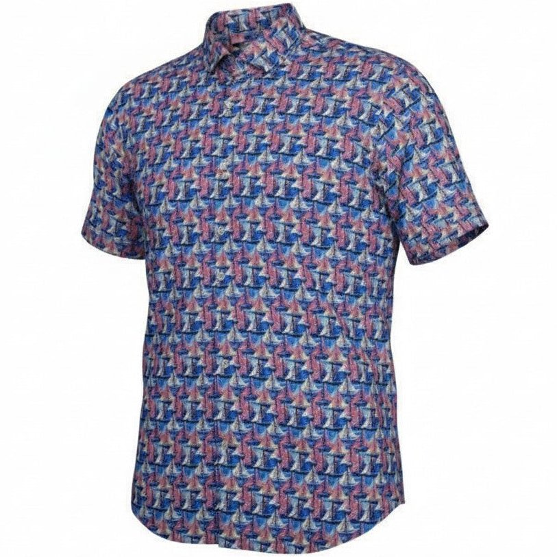 Let's Go Sailing Woven Shirt - Multi - Buoy & Boat - Short Sleeve Woven - 