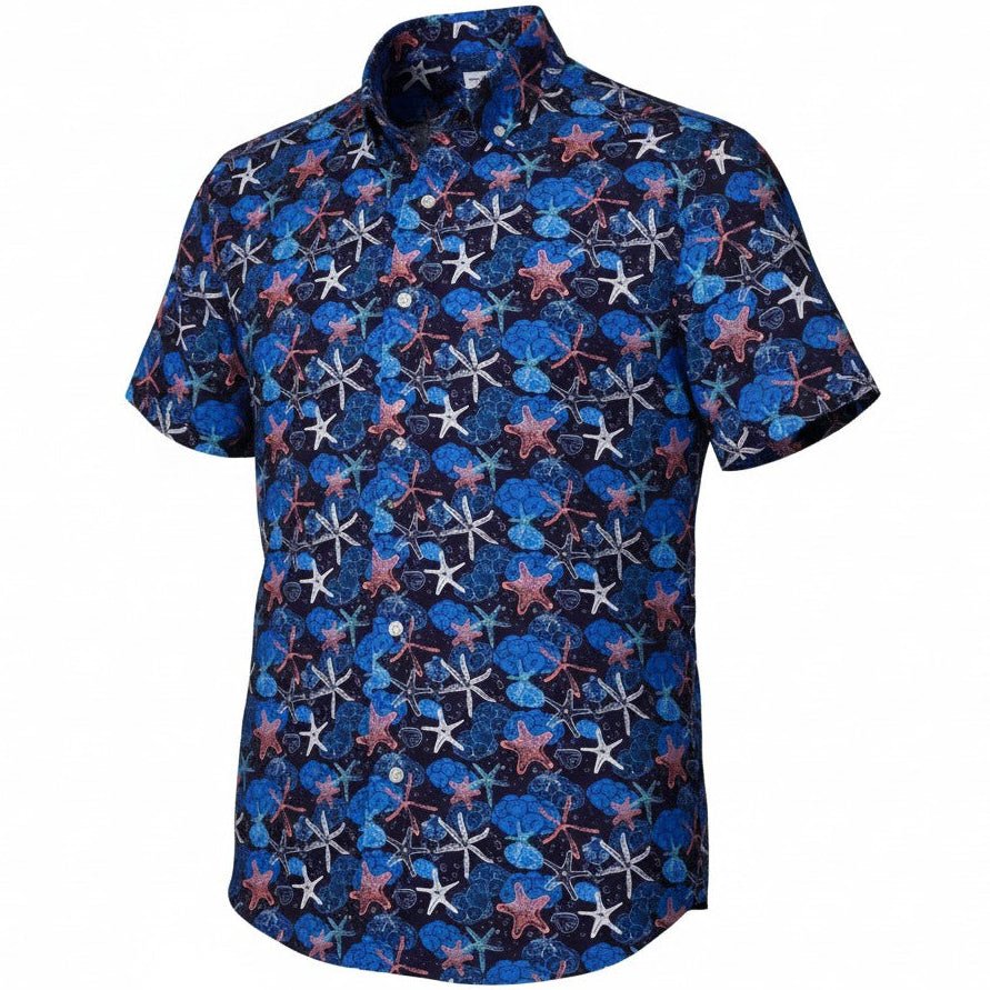 Starfish and Shells Woven Shirt - Navy - Buoy & Boat - Short Sleeve Woven - 