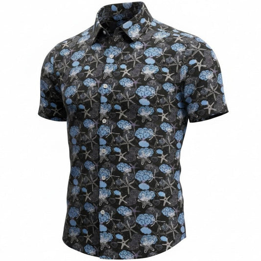 Starfish and Shells Woven Shirt - Black