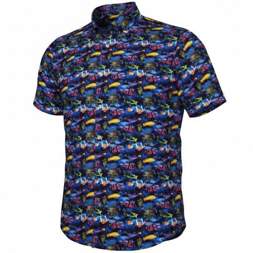 Fish Woven Shirt - Deep Navy - Buoy & Boat - Short Sleeve Woven - 