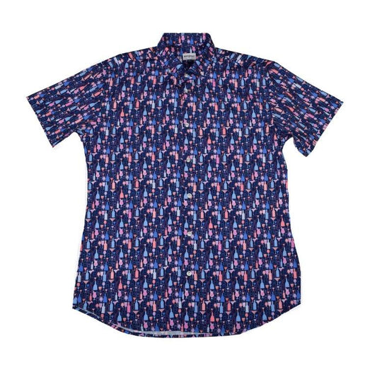 Bottles and Glasses Woven Shirt - Navy