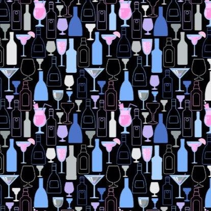 Bottles and Glasses Swim Trunks - Black