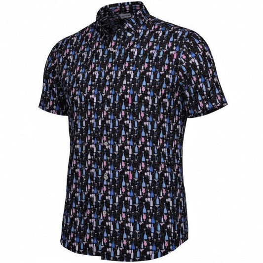 Bottles and Glasses Woven Shirt - Black