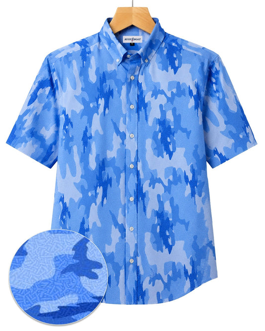 Surf Island Camo Woven Shirt - Blue - Buoy & Boat - Short Sleeve Woven - Blue