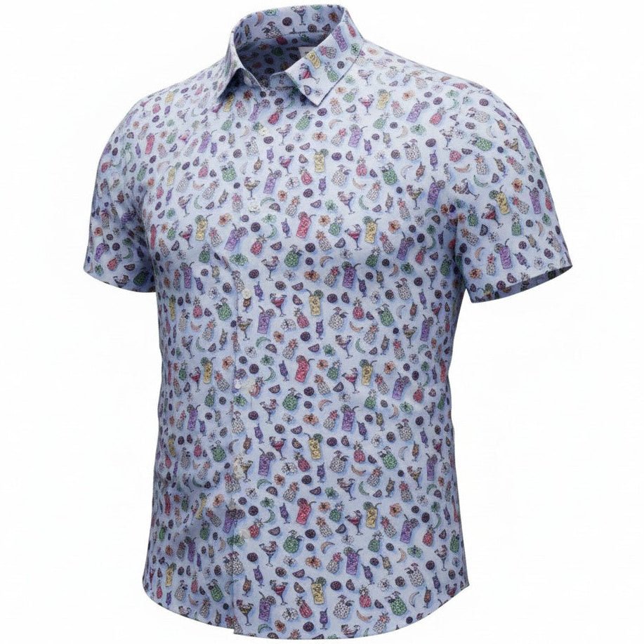 Tropical Drinks Woven Shirt - Blue - Buoy & Boat - Short Sleeve Woven - 