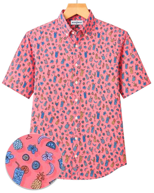 Tropical Drinks Woven Shirt - Melon - Buoy & Boat - Short Sleeve Woven - Melon
