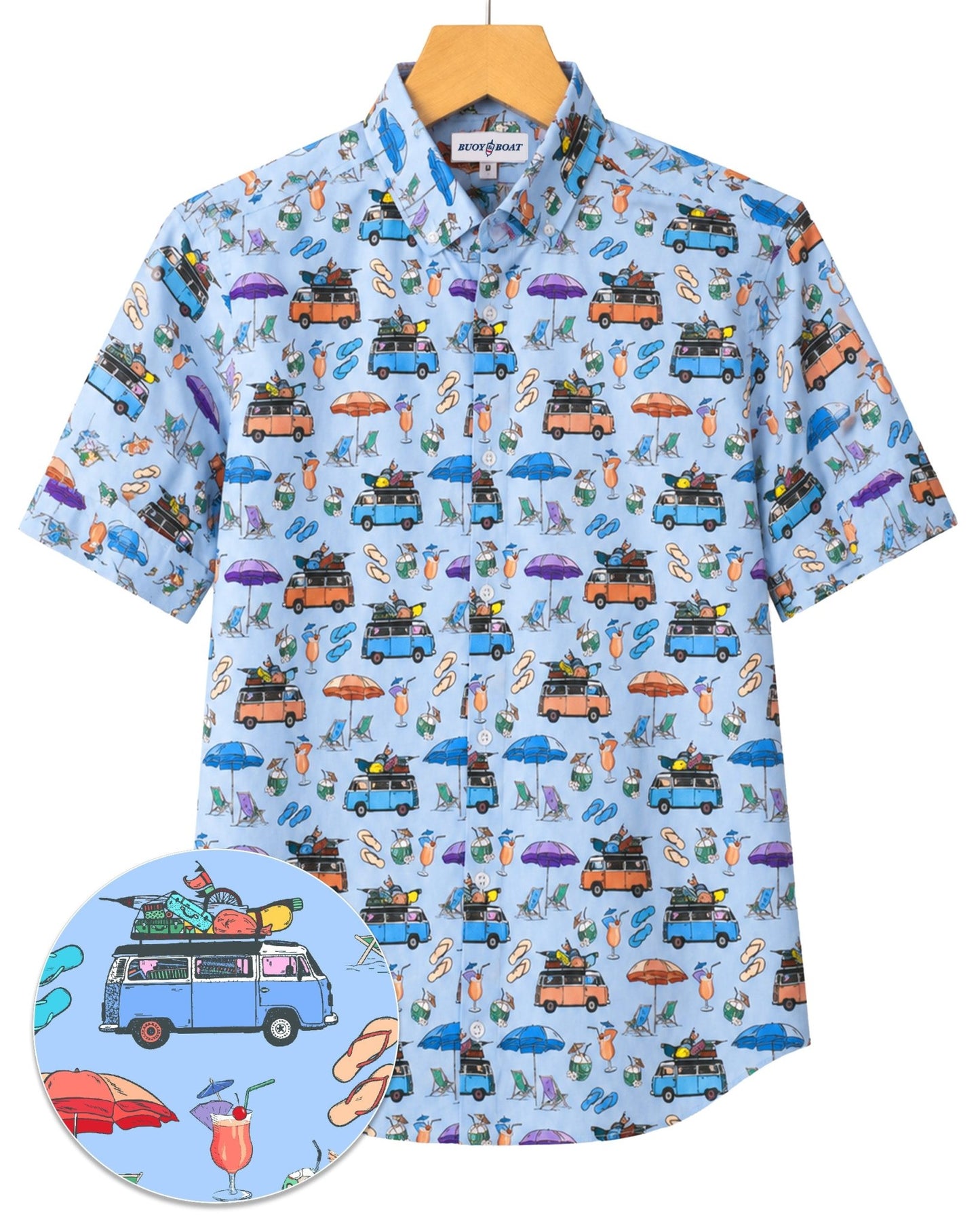 Beach Day Woven Shirt - Blue - Buoy & Boat - Short Sleeve Woven - Blue