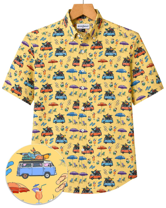 Beach Day Woven Shirt - Yellow - Buoy & Boat - Short Sleeve Woven - Yellow