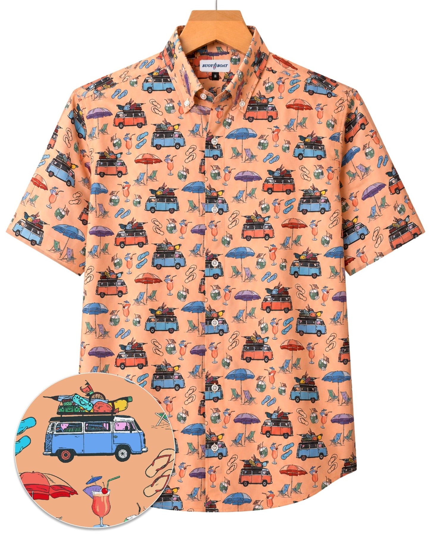 Beach Day Woven Shirt - Peach - Buoy & Boat - Short Sleeve Woven - Peach