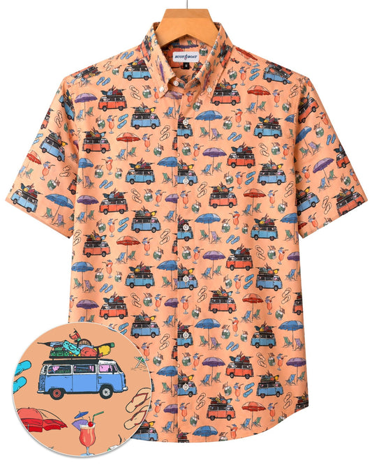 Beach Day Woven Shirt - Peach - Buoy & Boat - Short Sleeve Woven - Peach