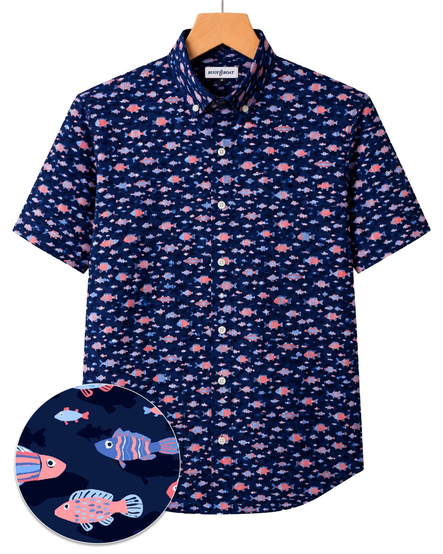 Arty Fish Woven Shirt - Navy - Buoy & Boat - Boji - Navy