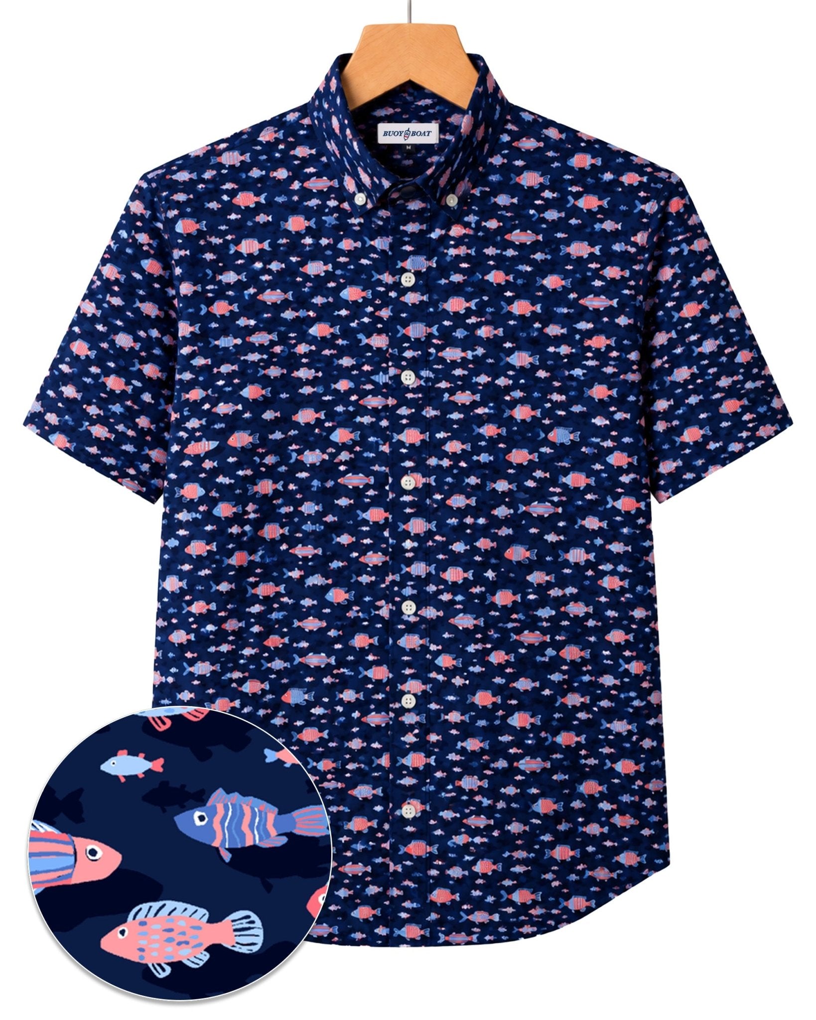 Arty Fish Woven Shirt - Navy - Buoy & Boat - Boji - Navy