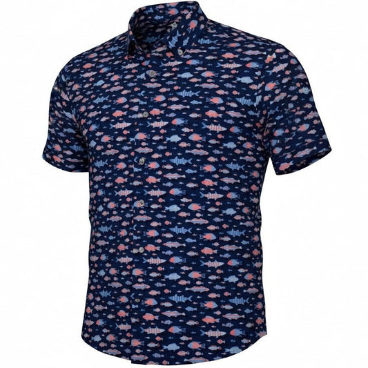Arty Fish Woven Shirt - Navy