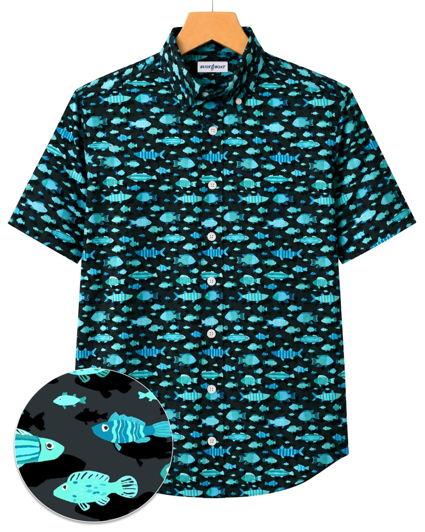 Arty Fish Woven Shirt - Aqua - Buoy & Boat - Short Sleeve Woven - Aqua