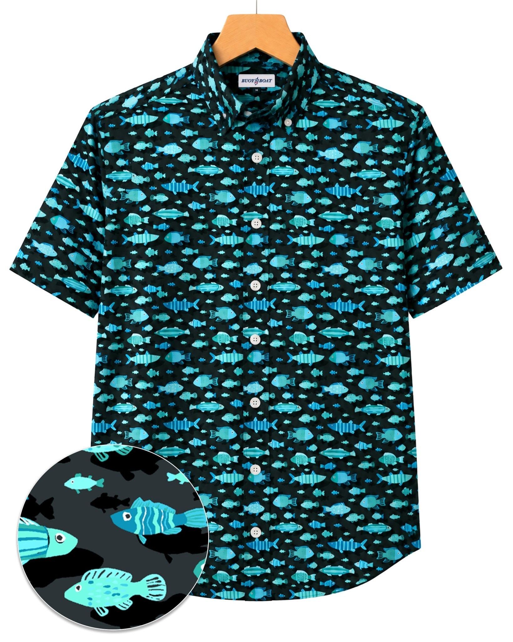 Arty Fish Woven Shirt - Aqua - Buoy & Boat - Short Sleeve Woven - Aqua