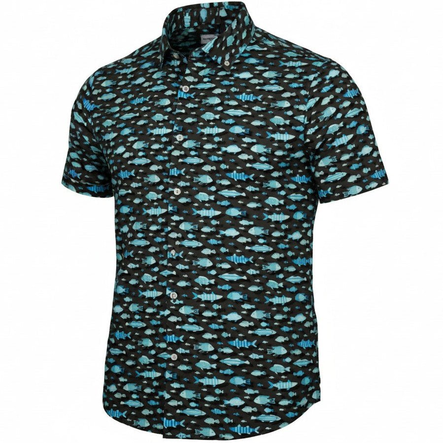 Arty Fish Woven Shirt - Smoke - Buoy & Boat - Short Sleeve Woven - 