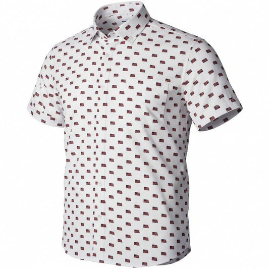 Patriotic Flags Woven Shirt - White