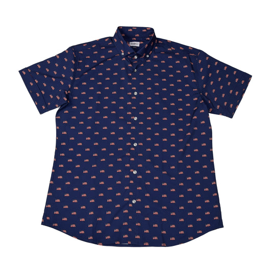 Patriotic Flags Woven Shirt - Navy