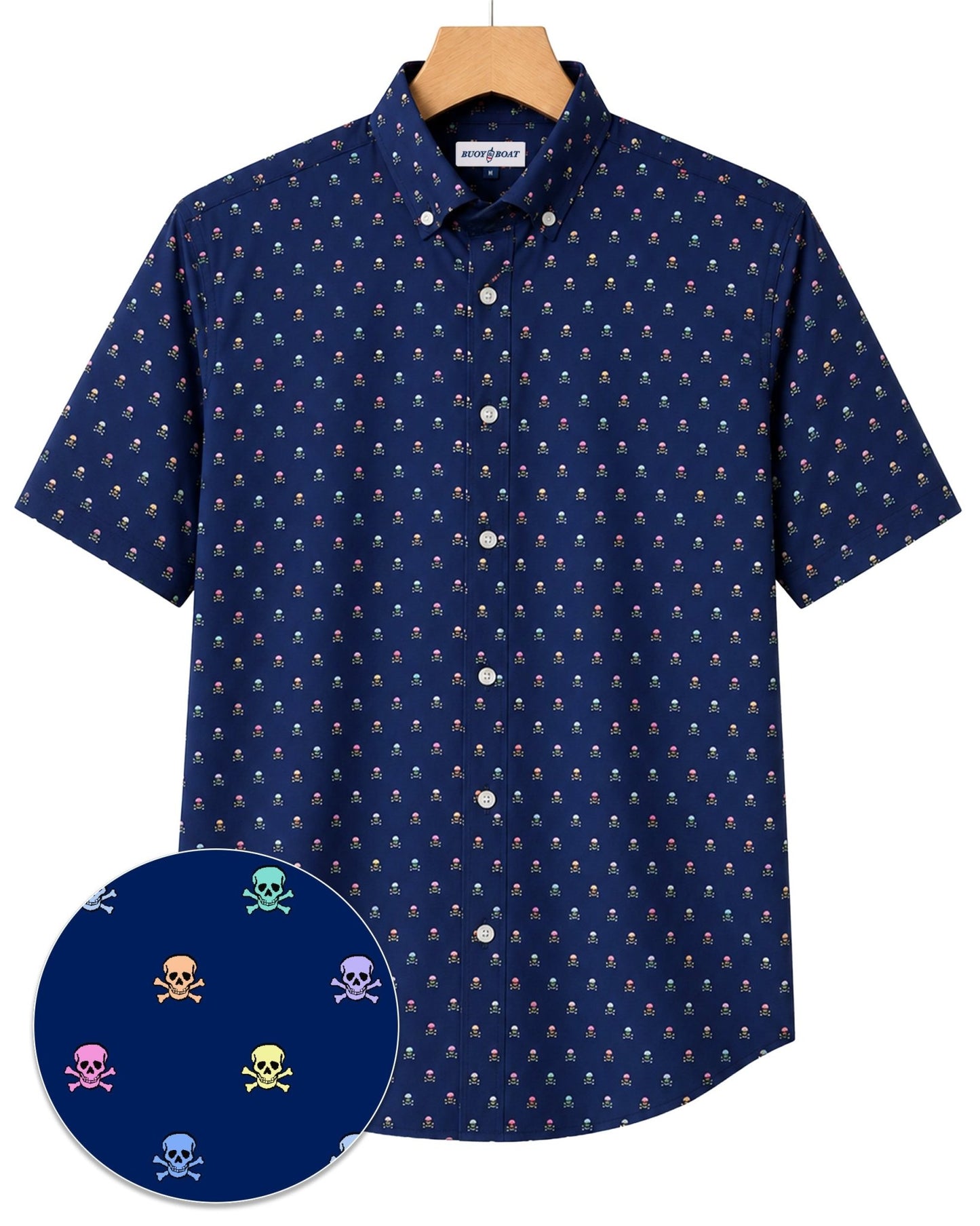 Small Skulls Woven Shirt - Navy - Buoy & Boat - Boji - Navy