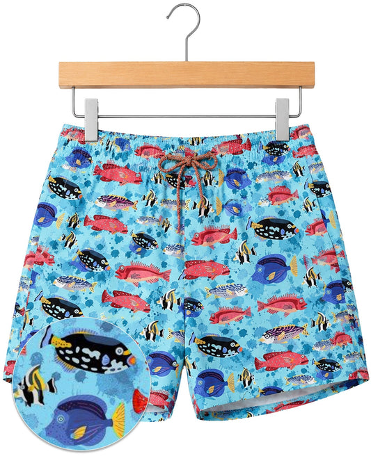 Fish Swim Trunks - Aqua - Buoy & Boat - Swim Trunks - Aqua