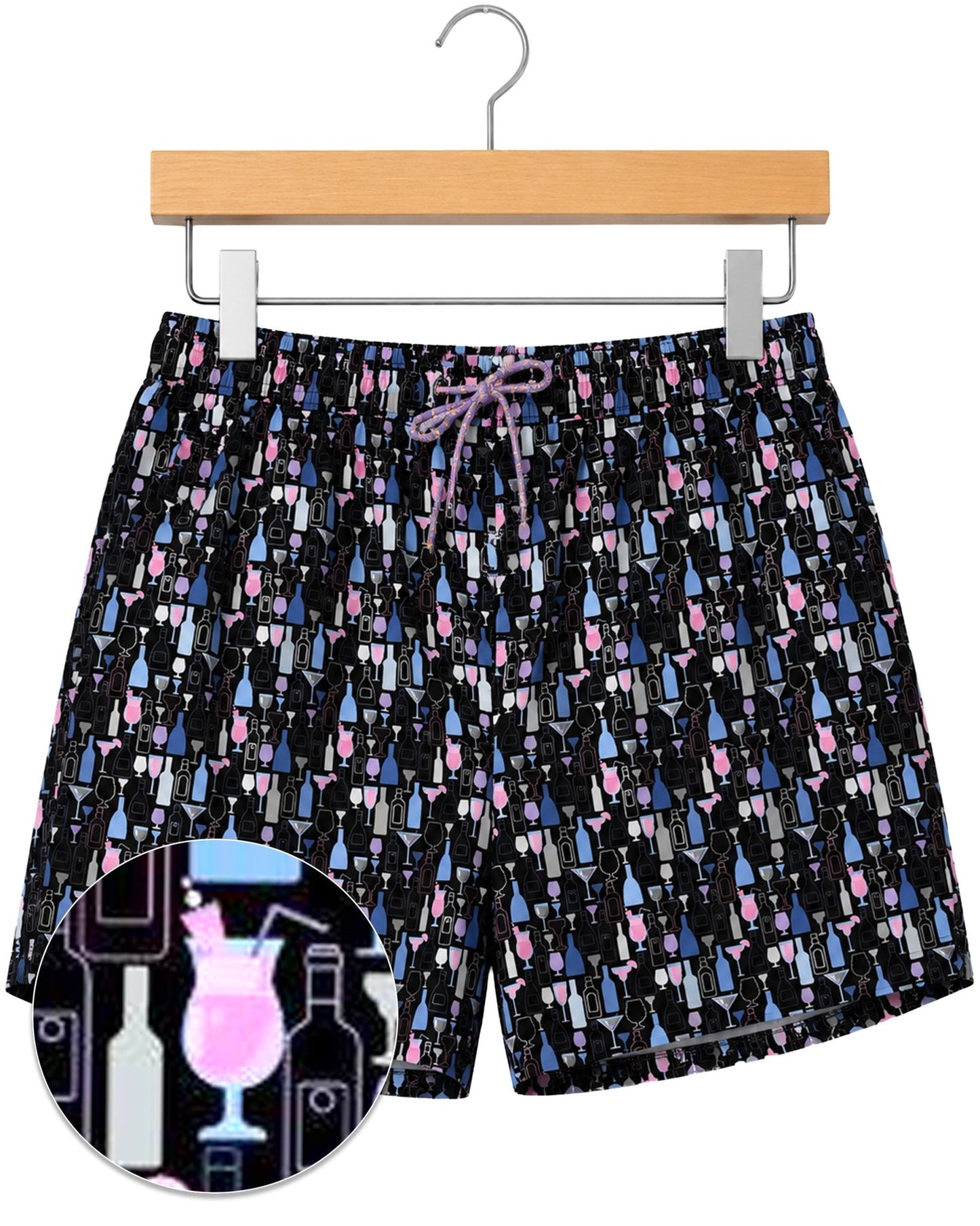 Bottles and Glasses Swim Trunks - Black - Buoy & Boat - Swim Trunks - Black
