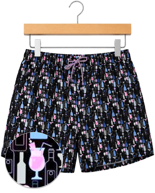 Bottles and Glasses Swim Trunks - Black - Buoy & Boat - Swim Trunks - Black