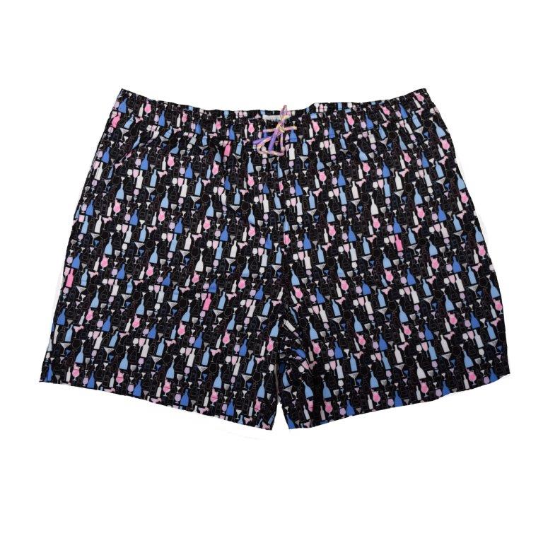 Bottles and Glasses Swim Trunks - Black