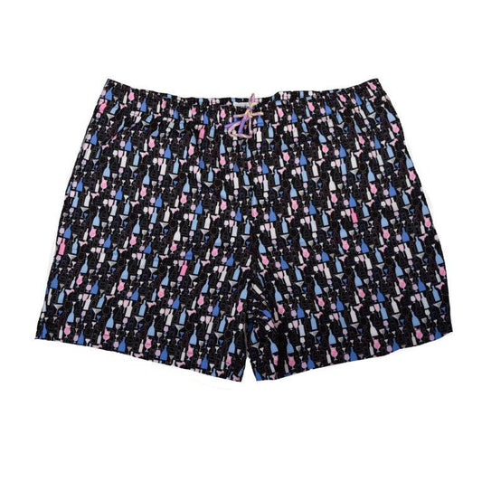 Bottles and Glasses Swim Trunks - Black