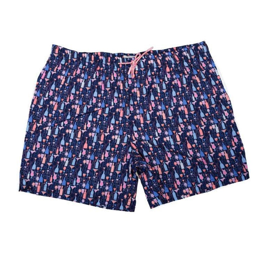 Bottles and Glasses Swim Trunks - Navy