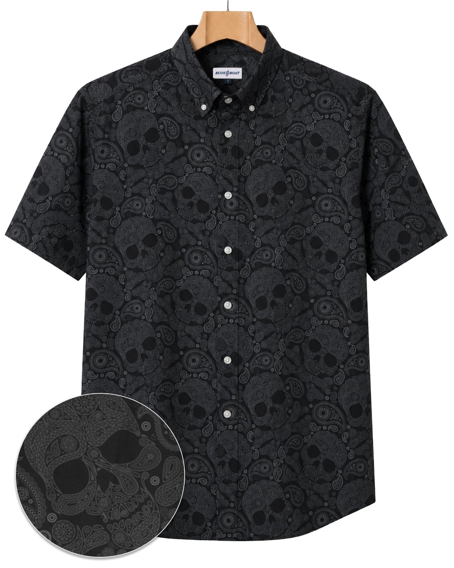 Paisley Skull Woven Shirt - Black - Buoy & Boat - BuoyBoat - Black