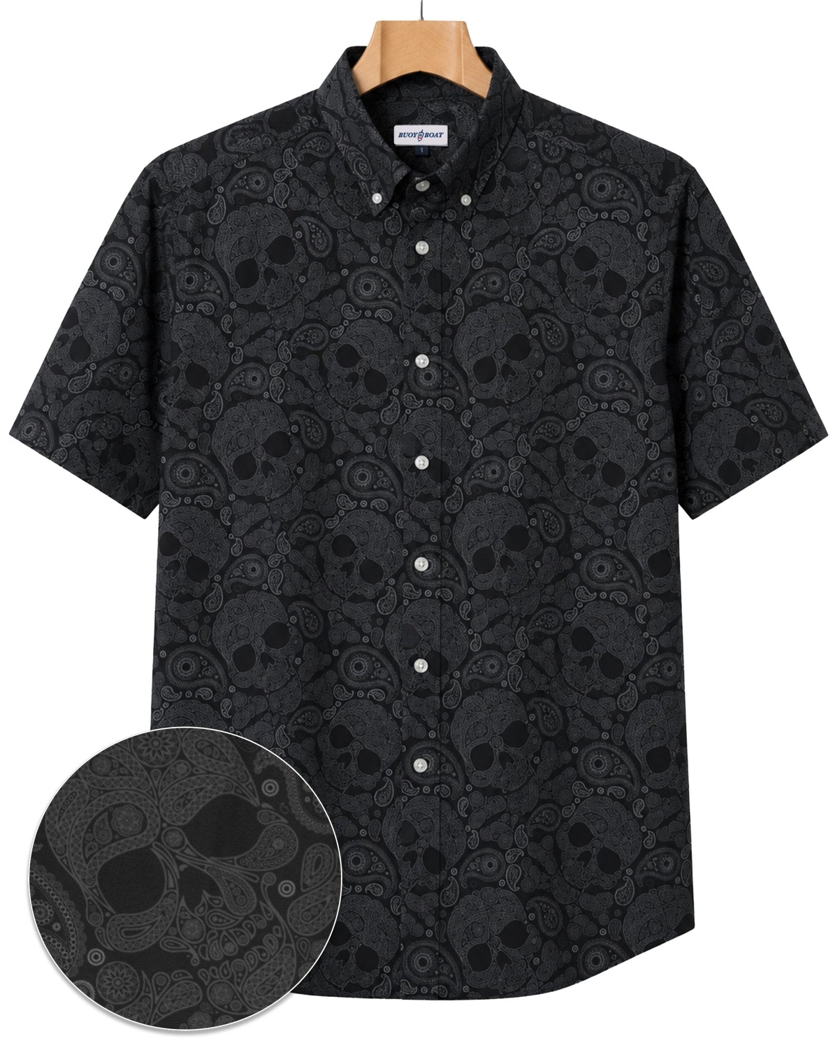 Paisley Skull Woven Shirt - Black - Buoy & Boat - BuoyBoat - Black