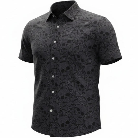 Paisley Skull Woven Shirt - Black